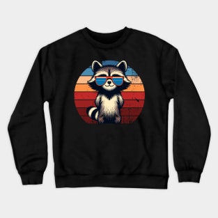 Cool Retro Raccoon in Sunglasses 70s 80s 90s Funny Raccoon Crewneck Sweatshirt